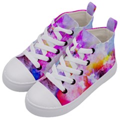 Background Drips Fluid Colorful Kid s Mid-top Canvas Sneakers by Sapixe