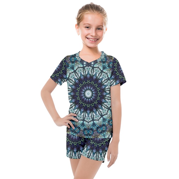 Pattern Abstract Background Art Kids  Mesh Tee and Shorts Set