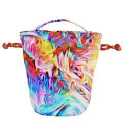 Background Drips Fluid Colorful Drawstring Bucket Bag