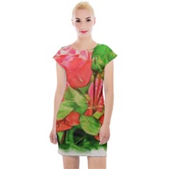 Figure Watercolor Art Nature Cap Sleeve Bodycon Dress