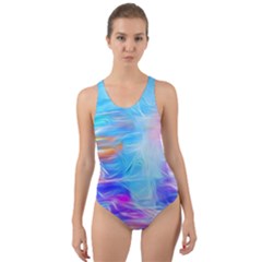Background Drips Fluid Colorful Cut-Out Back One Piece Swimsuit