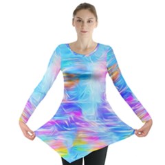 Background Drips Fluid Colorful Long Sleeve Tunic 
