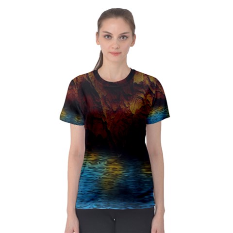 Background Cave Art Abstract Women s Sport Mesh Tee by Sapixe