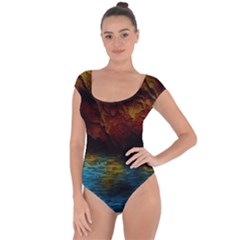 Background Cave Art Abstract Short Sleeve Leotard 