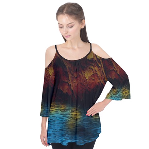 Background Cave Art Abstract Flutter Tees by Sapixe