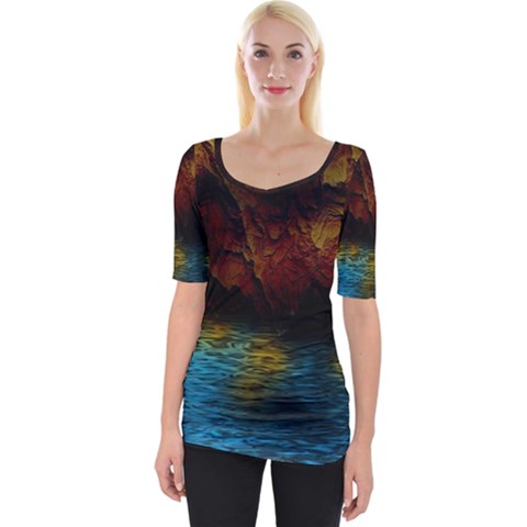 Background Cave Art Abstract Wide Neckline Tee by Sapixe