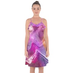 Background Art Abstract Watercolor Ruffle Detail Chiffon Dress