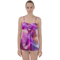 Background Art Abstract Watercolor Babydoll Tankini Set