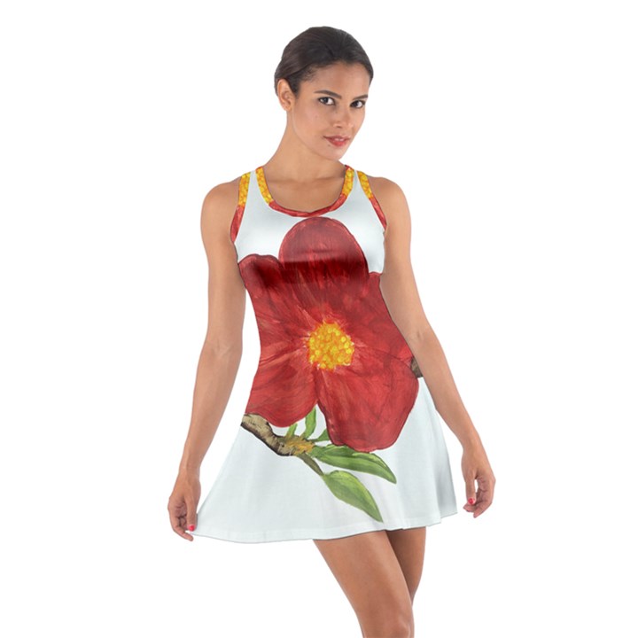 Deep Plumb Blossom Cotton Racerback Dress