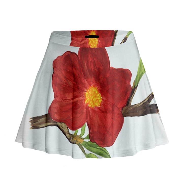 Deep Plumb Blossom Mini Flare Skirt