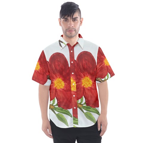 Deep Plumb Blossom Men s Short Sleeve Shirt by lwdstudio