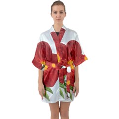 Deep Plumb Blossom Quarter Sleeve Kimono Robe by lwdstudio