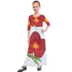 Deep Plumb Blossom Kids  Quarter Sleeve Maxi Dress