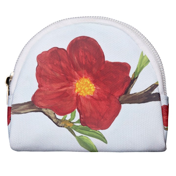 Deep Plumb Blossom Horseshoe Style Canvas Pouch