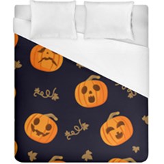 Funny Scary Black Orange Halloween Pumpkins Pattern Duvet Cover (california King Size) by HalloweenParty