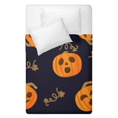 Funny Scary Black Orange Halloween Pumpkins Pattern Duvet Cover Double Side (single Size) by HalloweenParty