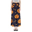 Funny Scary Black Orange Halloween Pumpkins Pattern Full Length Maxi Skirt View1