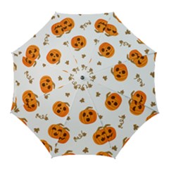 Funny Spooky Halloween Pumpkins Pattern White Orange Golf Umbrellas