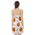 Funny Spooky Halloween Pumpkins Pattern White Orange Satin Night Slip View2