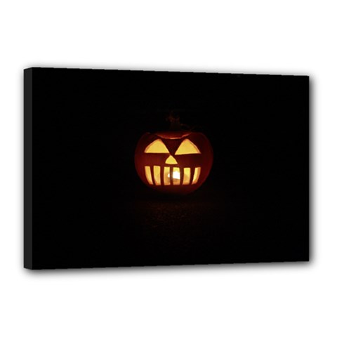 Funny Spooky Scary Halloween Pumpkin Jack O Lantern Canvas 18  X 12  (stretched) by HalloweenParty