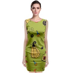 Funny Scary Spooky Halloween Party Design Sleeveless Velvet Midi Dress by HalloweenParty