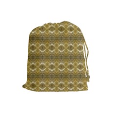 Golden Ornate Pattern Drawstring Pouch (large) by dflcprintsclothing