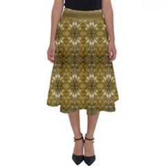 Golden Ornate Pattern Perfect Length Midi Skirt by dflcprintsclothing