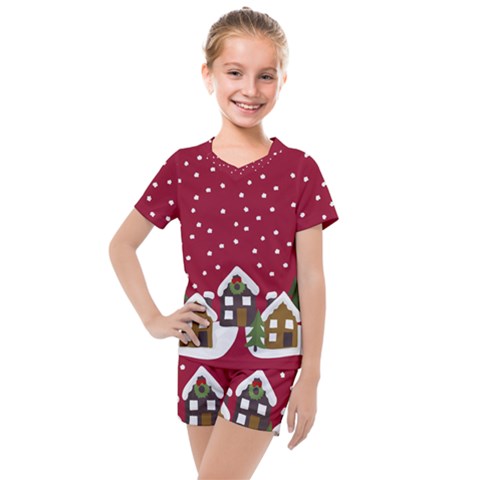 Winter Idyll Kids  Mesh Tee And Shorts Set by Valentinaart