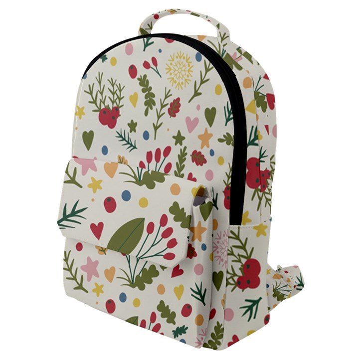 Floral Christmas pattern  Flap Pocket Backpack (Small)