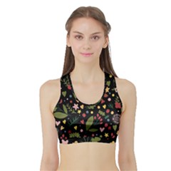 Floral Christmas Pattern  Sports Bra With Border by Valentinaart