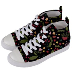 Floral Christmas Pattern  Women s Mid-top Canvas Sneakers by Valentinaart