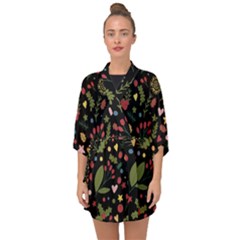 Floral Christmas Pattern  Half Sleeve Chiffon Kimono by Valentinaart