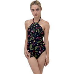 Floral Christmas Pattern  Go With The Flow One Piece Swimsuit by Valentinaart