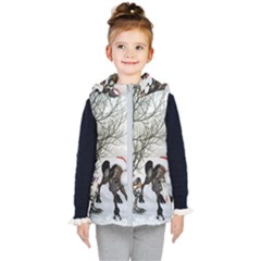 Christmas, Cute Bird With Horse Kid s Hooded Puffer Vest by FantasyWorld7
