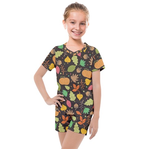 Thanksgiving Pattern Kids  Mesh Tee And Shorts Set by Valentinaart