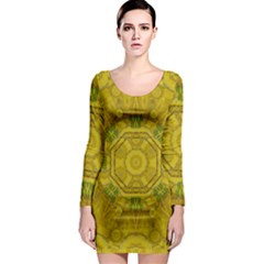 Sunshine Feathers And Fauna Ornate Long Sleeve Bodycon Dress by pepitasart