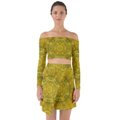 Sunshine Feathers And Fauna Ornate Off Shoulder Top With Skirt Set by pepitasart