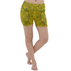 Sunshine Feathers And Fauna Ornate Lightweight Velour Yoga Shorts by pepitasart