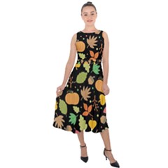 Thanksgiving Pattern Midi Tie-back Chiffon Dress by Valentinaart