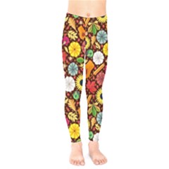 Colorful Autumn Plants Pattern Kids  Leggings by PattyVilleDesigns