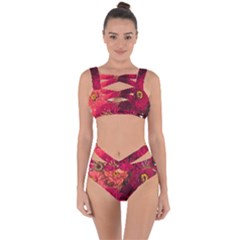 Peach And Pink Zinnias Bandaged Up Bikini Set  by bloomingvinedesign