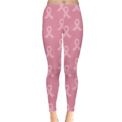 Pink Ribbon - Breast Cancer Awareness Month Leggings  by Valentinaart