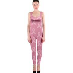 Pink Ribbon - Breast Cancer Awareness Month One Piece Catsuit by Valentinaart