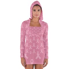 Pink Ribbon - Breast Cancer Awareness Month Long Sleeve Hooded T-shirt by Valentinaart