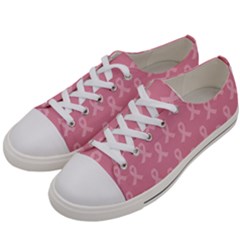 Pink Ribbon - Breast Cancer Awareness Month Women s Low Top Canvas Sneakers by Valentinaart