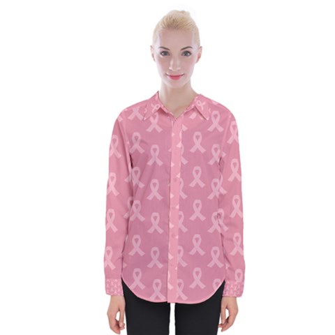 Pink Ribbon - Breast Cancer Awareness Month Womens Long Sleeve Shirt by Valentinaart