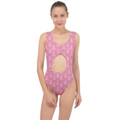 Pink Ribbon - Breast Cancer Awareness Month Center Cut Out Swimsuit by Valentinaart