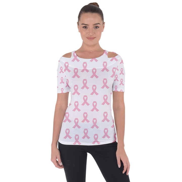 Pink Ribbon - breast cancer awareness month Shoulder Cut Out Short Sleeve Top