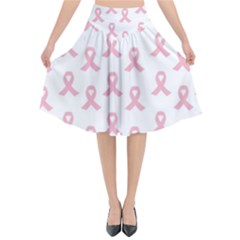 Pink Ribbon - Breast Cancer Awareness Month Flared Midi Skirt by Valentinaart