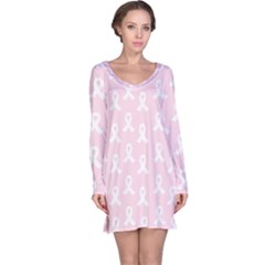 Pink Ribbon - Breast Cancer Awareness Month Long Sleeve Nightdress by Valentinaart